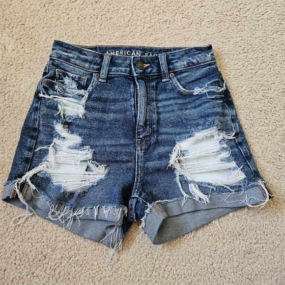 American eagle AE Stretch Denim Mom Short 0 - Picture 1 of 7